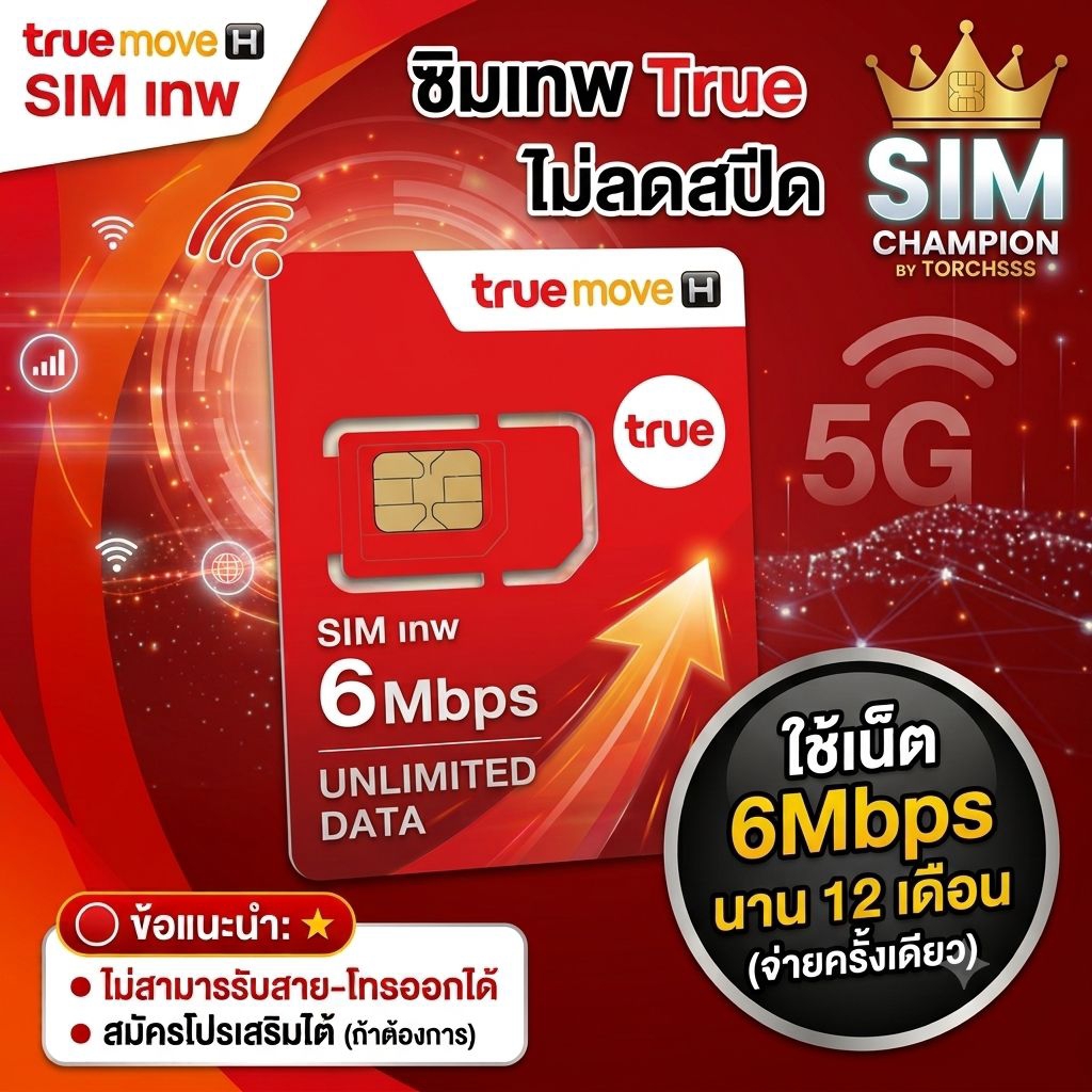 ซิมเทพ True 6mbps ซิมเน็ตไม่ลดสปีด ซิมเทพ6mb ไม่อั้น 1 ปี ซิมเทพทรูรายปี ซิมใส่ router