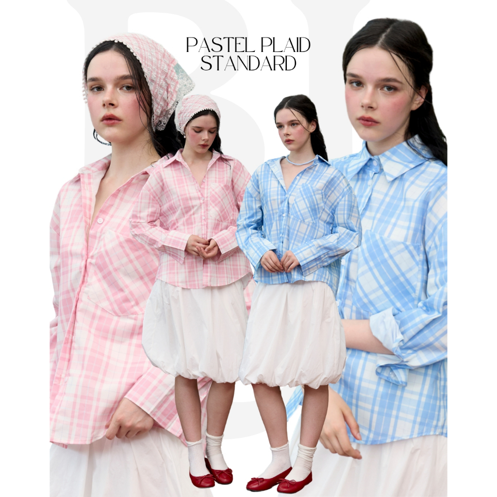 BCLS20 Pastel Plaid Standard - เสื้อเชิ้ตลายสก็อตโทนสีพาสเทล