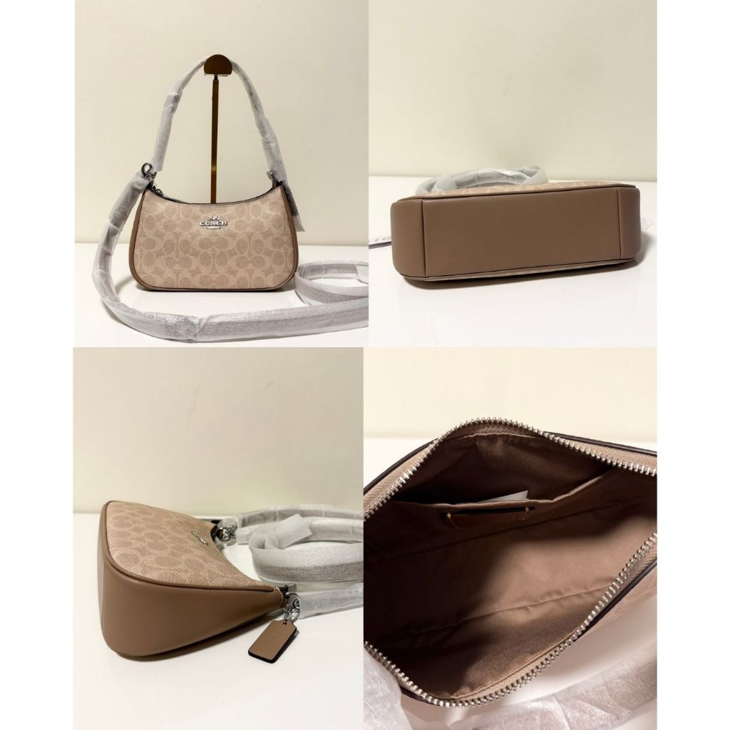 ของพร้อมส่งในไทย  จัดส่งแมส กระเป๋าสะพายผู้หญิง TERI SHOULDER BAG  IN SIGNATURE CANVAS CV933 SV/SAND