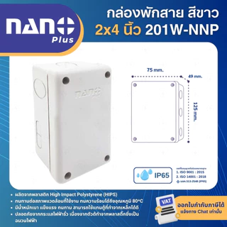 NANO กล่องพักสายไฟ กันน้ำ 2x4" 4x4" 6x6" สีขาว บ๊อกกันน้ำ NANO PLUS 201W 202W 204W NNP JUNCTION BOX