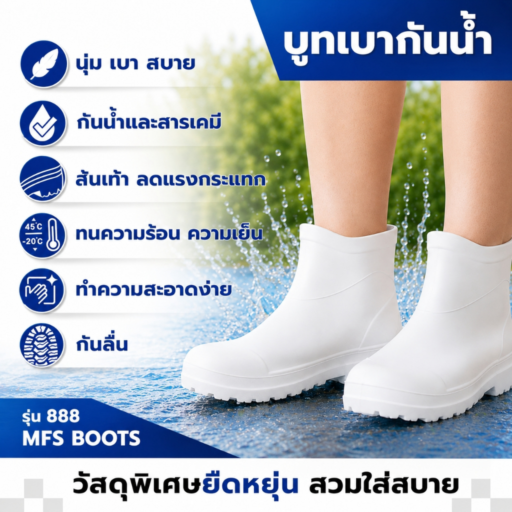 สินค้าใหม่ รองเท้าบูทสั้น บูทเบา รุ่น 888 สูง 6นิ้ว ใส่นุ่ม ใส่สบาย ผลิตในไทย ของแท้ มีคุณภาพ