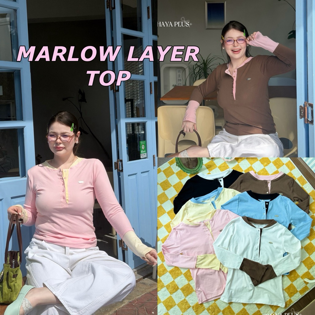 Chubby Supi - Marlow Layer Top เสื้อแขนยาวแต่งเลเยอร์ อก38-52“ (lin) เสื้อผ้าสาวอวบ