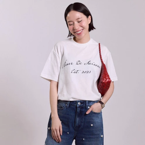 AMR DE SAISON (AIMER) - AMR Hand Writing Logo Hemp Box Fit T-Shirt