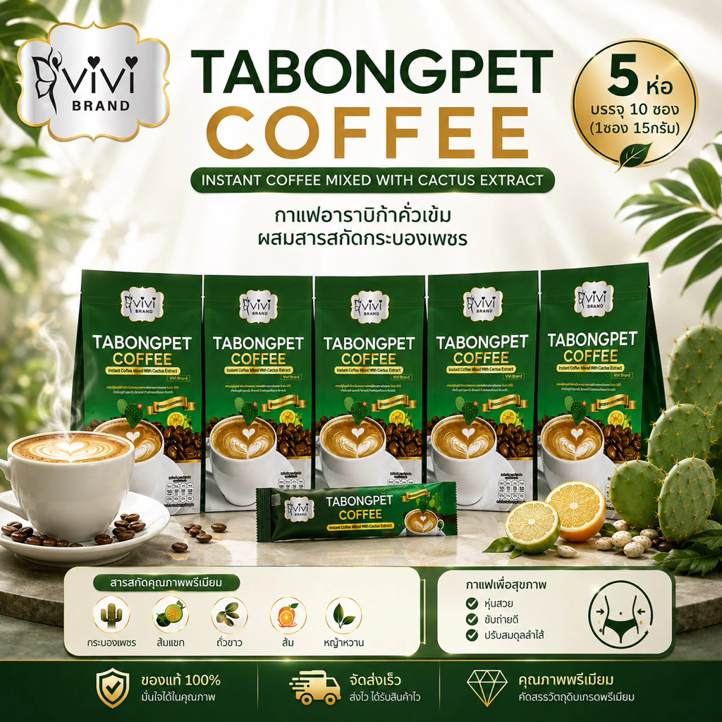 Vivi วีวี่ กาแฟกระบองเพชร 5ห่อ ของแท้ ส่งตรงจากบริษัท