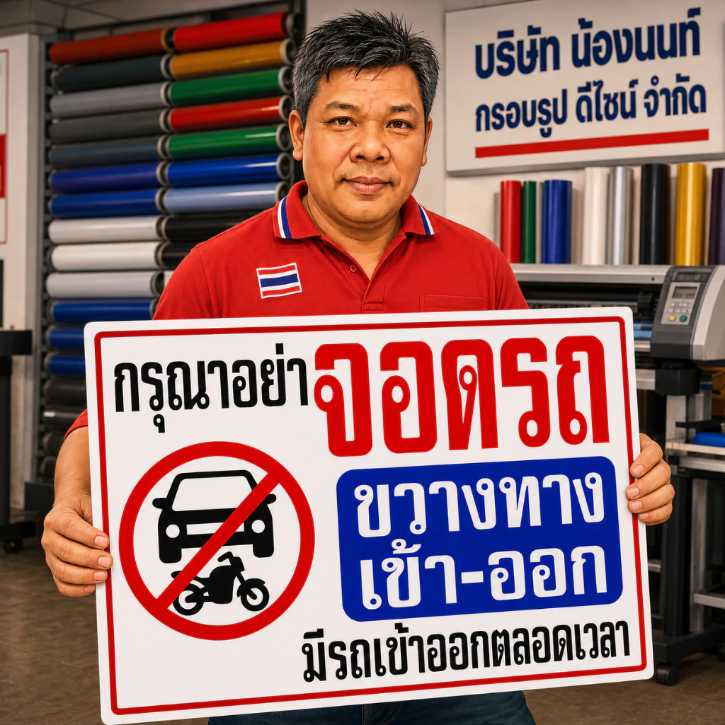 🔥ป้ายไวนิล(V11) ป้ายกรุณาอย่าจอดรถขวางทาง พื้นที่ห้ามเข้า ห้ามเข้าก่อนได้รับอนุญาต พื้นที่ส่วนบุคคลห้ามบุกรุก 🔥🔥