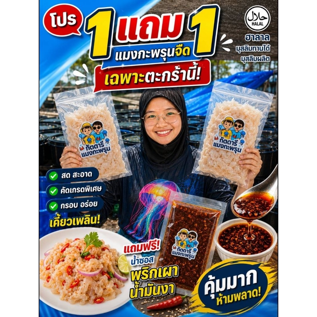 โปรคุ้ม!! set แมงกะพรุนจืด 1 แถม 1 +พริกเผาน้ำมันงา+งา(ถุงละ 550 กรัม * 2)