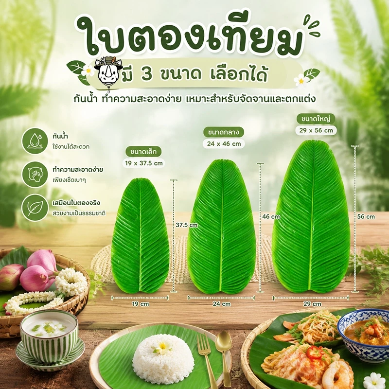 ใบตองปลอม ใบกล้วยประดิษฐ์ ตกแต่งสวนสไตล์ทรอปิคอล ทนแดดทนฝน ใช้ตกแต่งบ้าน คาเฟ่ ร้านอาหาร (มีหลายขนาด)