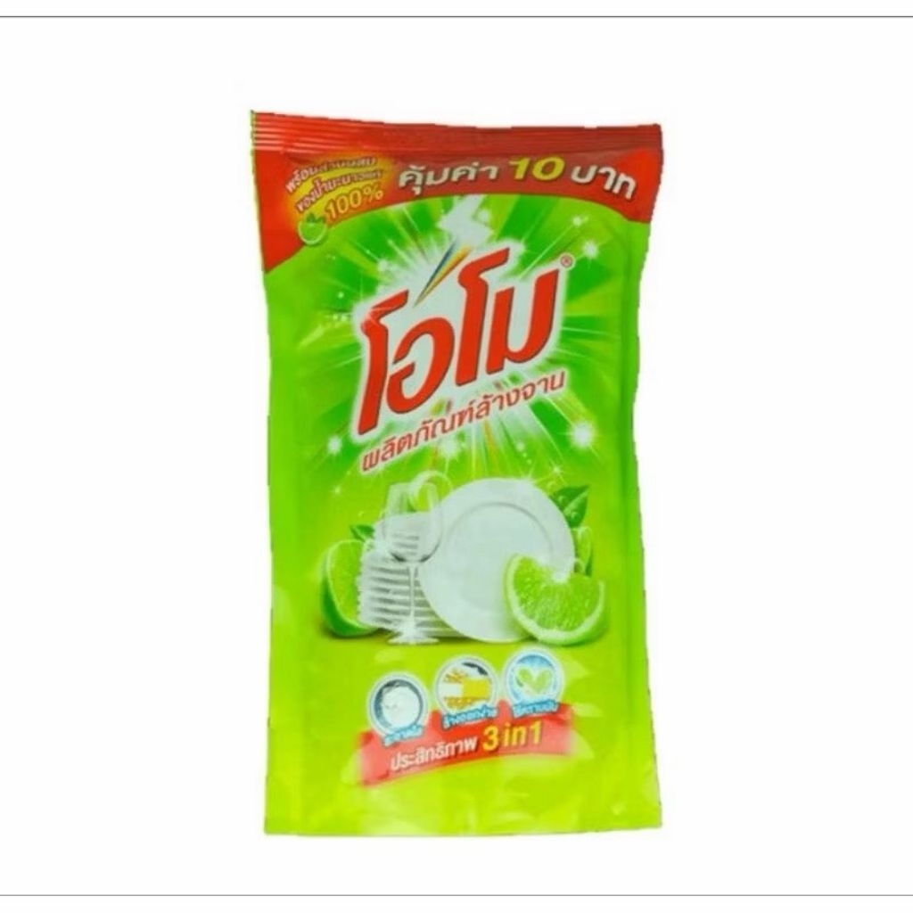 น้ำยาล้างจานโอโม ผสมน้ำมะนาวแท้100% ปริมาณ 400มล. ชนิดถุงเติม