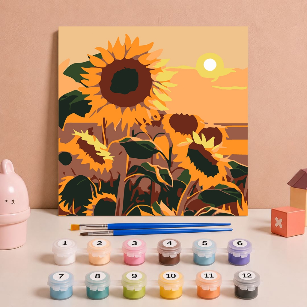 [ลดล้างสต็อก] ภาพวาดน้ำมันดิจิตอล มีเฟรม 20x20 ซม ภาพวาดตกแต่งอะคริลิก ของขวัญ DIY สีอะคริลิค เฟรมวาดรูป