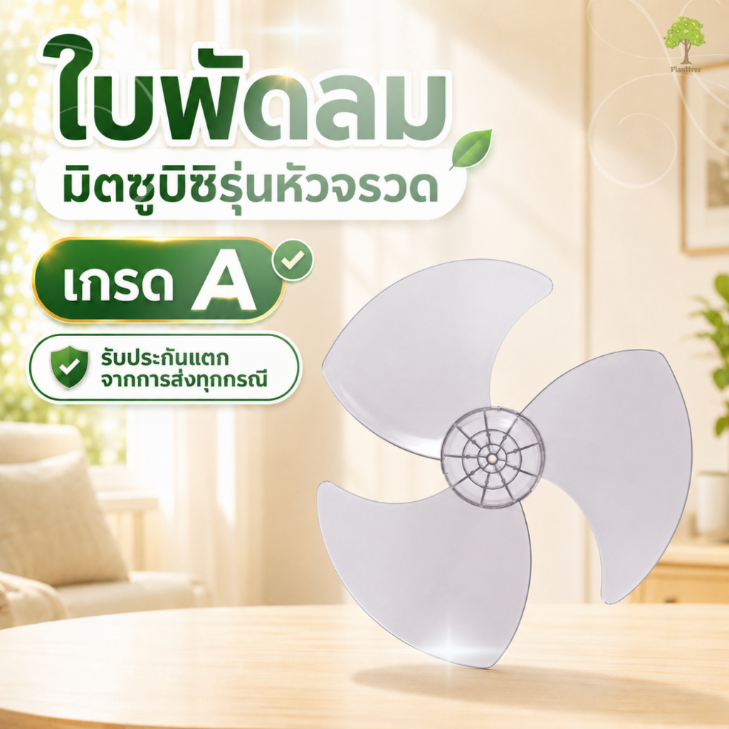 Planttree99 ใบพัดลม 16 นิ้ว สำหรับพัดลมมิตซูบิชิ รุ่นหัวจรวด อะไหล่เทียบ เกรด A ใบพัด 3 แฉก สีดำใส