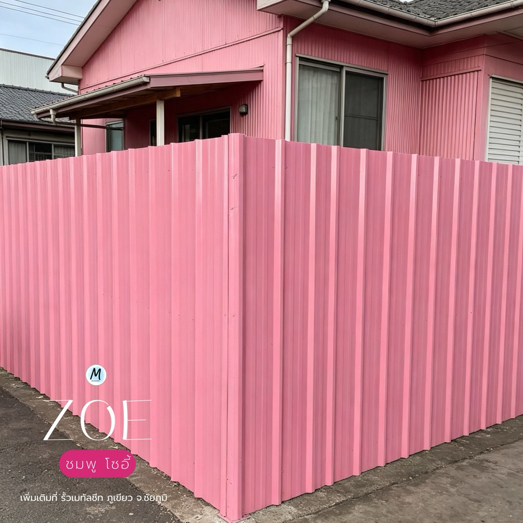 เมทัลชีทชมพูโซอี้ พาสเทล (หน้ากว้าง76cm.) (สูงตามสั่ง) ลอนหลังคา760 สวย ทน แข็งแรง ปิดทึบ