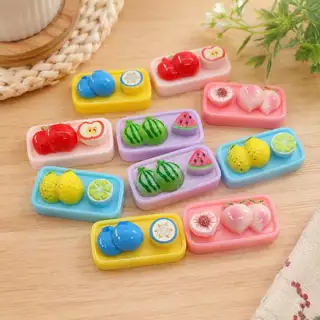 J482A จานสลัดผลไม้เรซิ่นจิ๋วจำลองดีไอวาย 10 ชิ้น