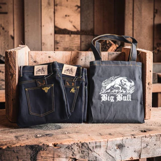 กางเกง BIG BULL DENIM รุ่น KU - 16 ผ้าดิบ 16 ออนซ์ริมสองสีแดงทอง