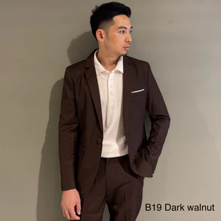 ชุดสูทรุ่นB19Dark walnut สูทสีน้ำตาลเข้ม XS-4XL กดสั่งซื้อแยกชิ้น