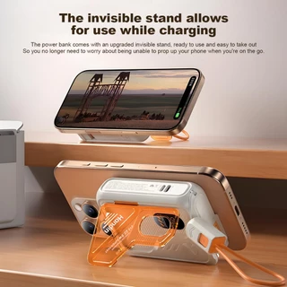[CCC]Handin 30000mAh ชาร์จไร้สาย powerbank PD35W ชาร์จเร็ว ใช้งานกับโทรศัพท์มือถือทั้งระบบ พร้อมไฟฉายLED มีขาตั้ง