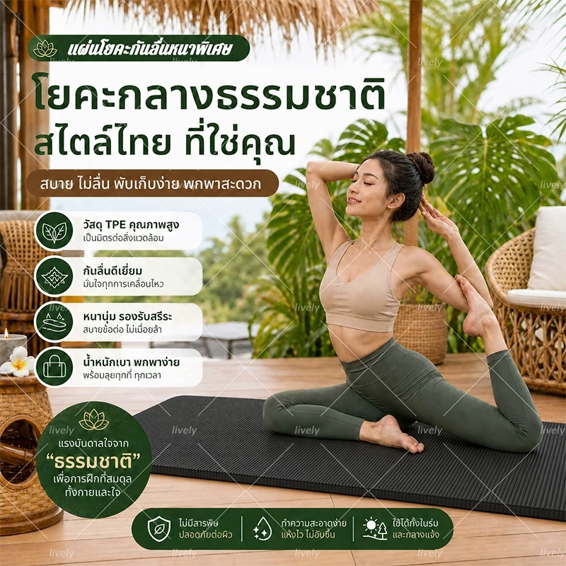 [ฟรีกระเป๋าโยคะ] เสื่อโยคะหนา 8-20 . Yoga mat กันลื่น ลดเสียงรบกวน แผ่นรองโยคะ NBR มีหลายสีให้เ