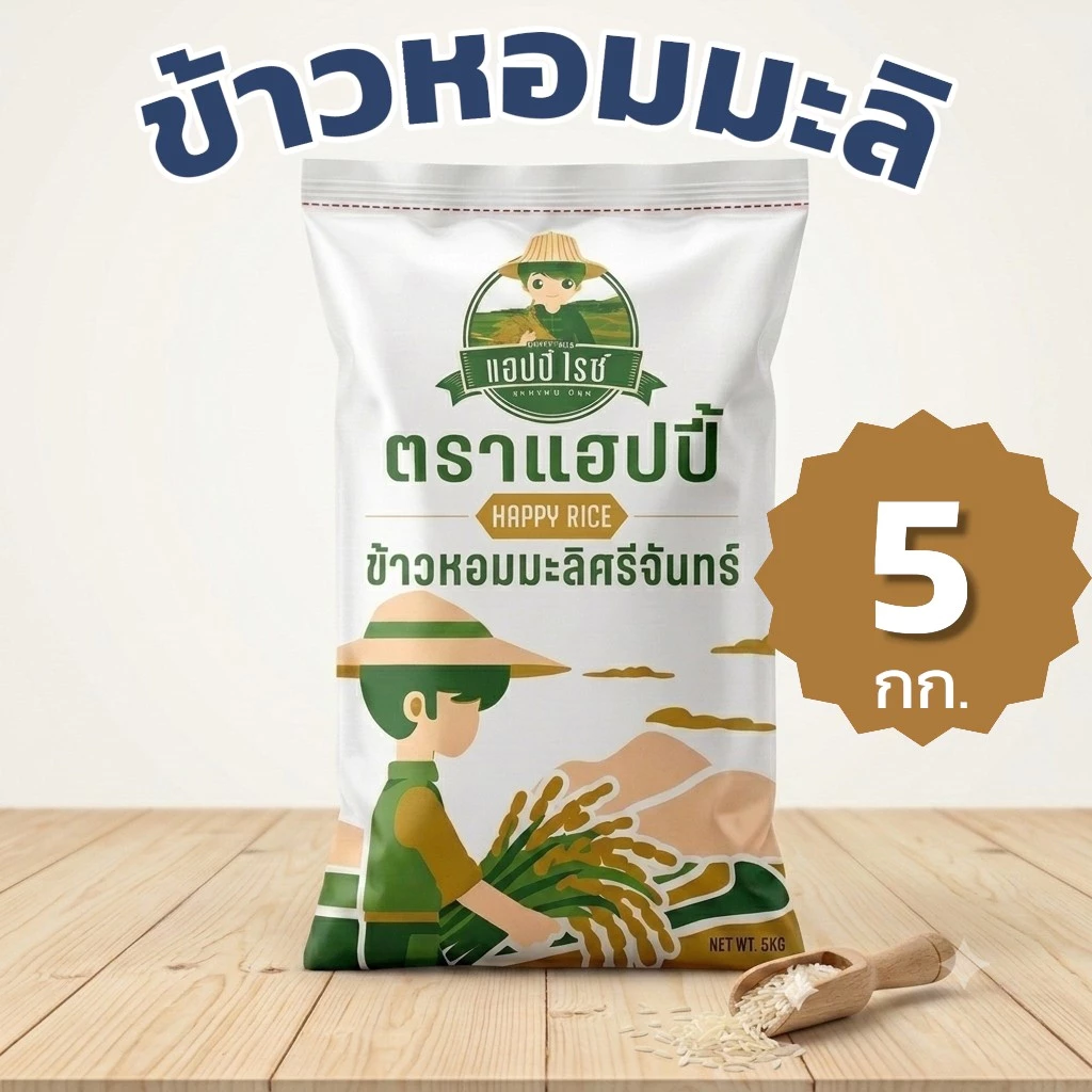 [5 กก.] ข้าวหอมมะลิ ศรีจันทร์ ตราแฮปปี้