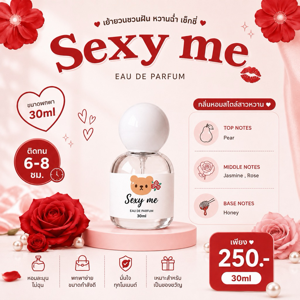 ( แพ็คเกจใหม่ ! ) 🎀— SUGARBEAR :: น้ำหอมกลิ่น Sexy me หอมหวานเย้ายวน ชวนหลง สายปาร์ตี้ ขนาด 30 ml