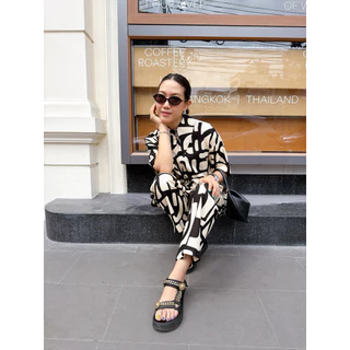 Tropical linen set (เซทลินินปกแหลม) เซทขายาว set oversize setผู้หญิง