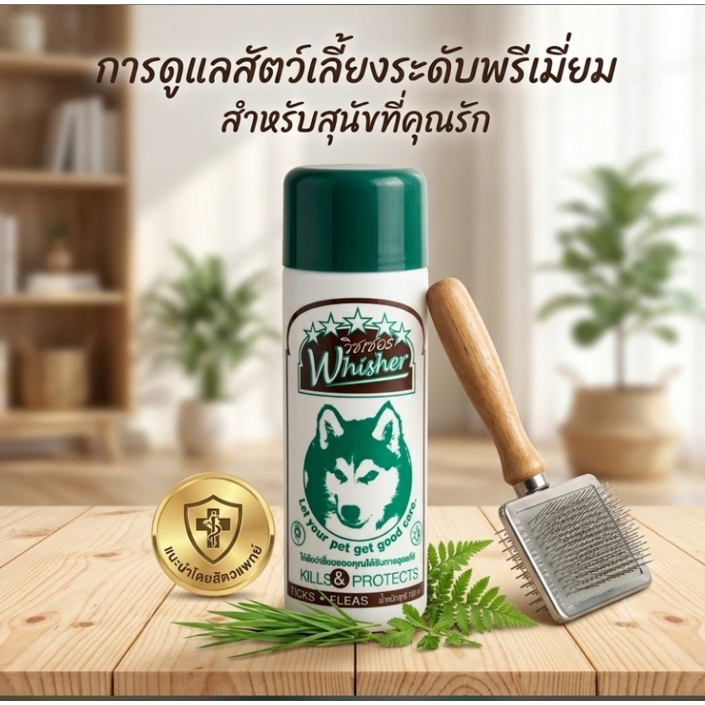 วิชเชอร์แป้งผงกำจัดเห็บหมัด 150ก. Whisher Ticks & Fleas Powder 150g.