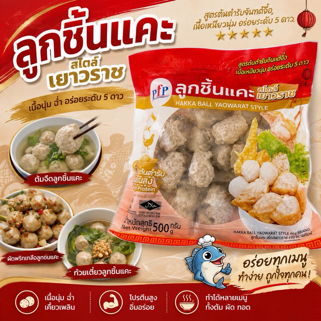 PfP ลูกชิ้นแคระสไตล์เยาวราช อร่อยระดับ5ดาว แน่น เต็มคำ สะอาด ปลอดภัย พร้อมเสิร์ฟทั่วไทย