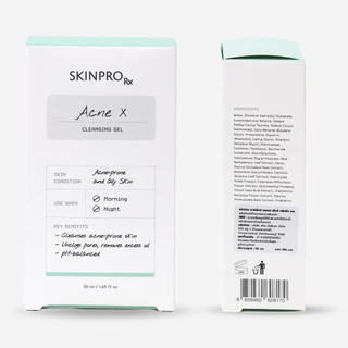 ขายดีอันดับ 1 SKINPRO Rx Acne X Cleansing Gel 50ml คลิ่นซิ่งเจลสูตรสำหรับผิวมัน/เป็นสิว ลดการเกิดสิว