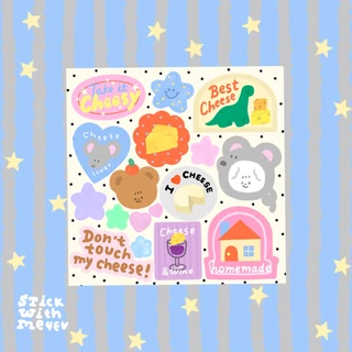 Tomato and Cheese Sticker สติ๊กเกอร์​pvc กันน้ำ ลายมะเขือเทศชีส สุดน่ารัก ไดโนบิงบิงเท๊ดดี้ | Stickwithme4ev