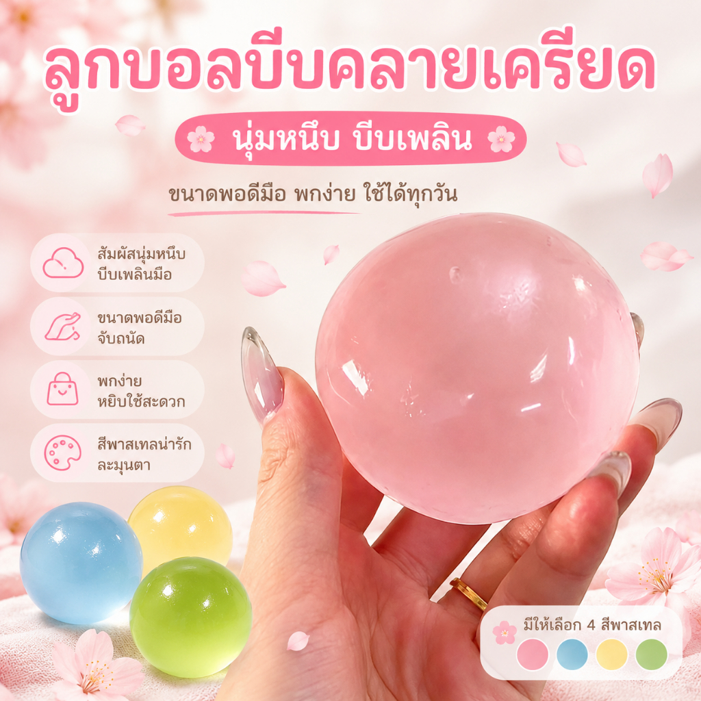 [ส่งจากไทย] ปั้นมือน้ำมันมะพร้าวสุดนุ่มAmber Ballของเล่นสไลม์ คลายเครียด บีบนุ่มสุดๆ