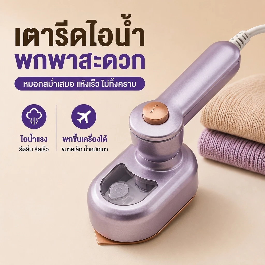 เตารีดไอน้ำ เครื่องรีดผ้าไอน้ำขนาดเล็ก เตารีดผ้าไอน้ำพกพก รีดเรียบใช้ง่าย เปียกและแห้ง