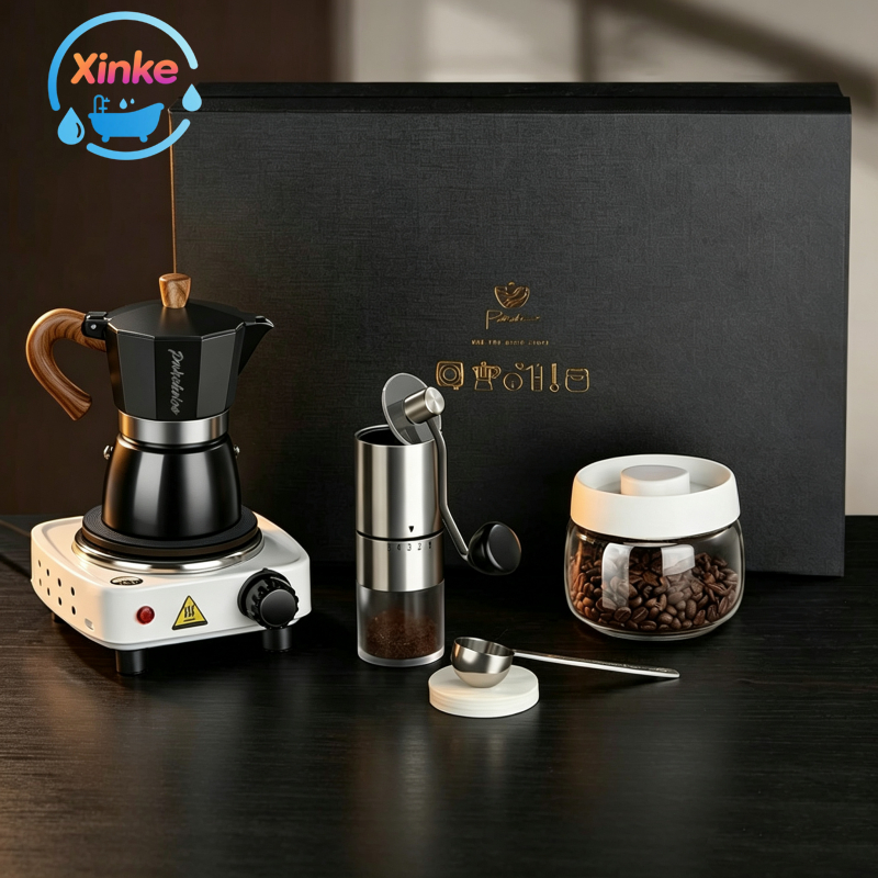 Moka Pot Set กาชงกาแฟแบบพกพา ชุดของขวัญเอาใจคอกาแฟ ชุด หม้อชงกาแฟ