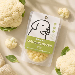 BarknPurr ขนมสุนัขฟรีซดราย ดอกกะหล่ำ Freeze-Dried Cauliflower Dog Treat & Topper Human Grade 26g