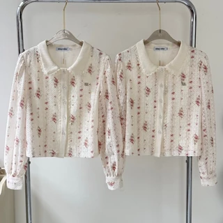 SISSY : Lace Floral Shirt (XS-XXL) เสื้อคอบัวแขนยาวผ้าลูกไม้ มีซับในทั้งตัว ทรงสวย ใส่สบาย