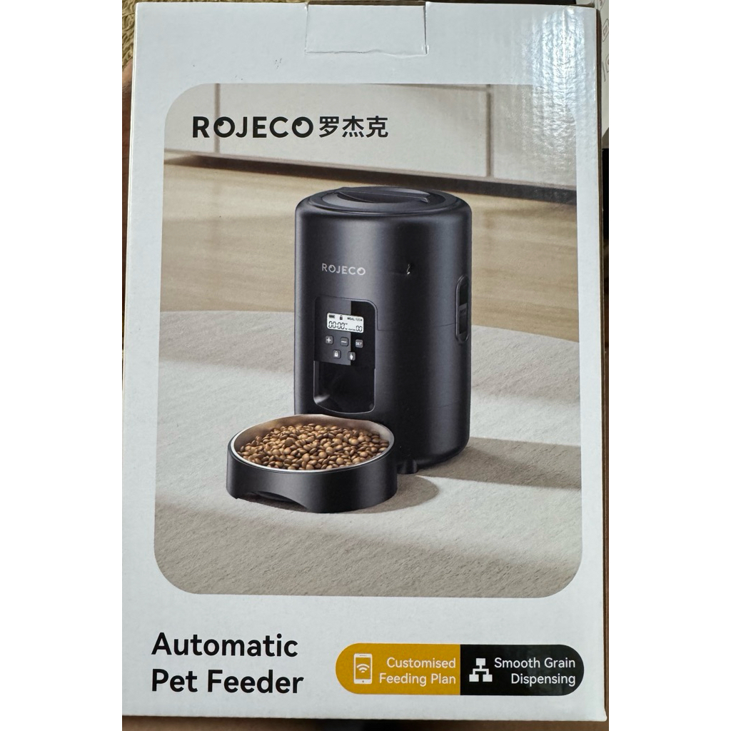 (Brand): ROJECO ประเภท (Product): Automatic Pet Feeder (เครื่องให้อาหารสัตว์เลี้ยงอัตโนมัติ)