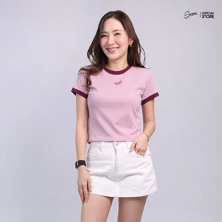 Serene's Choice เสื้อยืด คอกลม แขนสั้น แต่งกุ๊นสี ปักโลโก้ Serene กลางอก รุ่น POPPY | Contrast Trim Tee