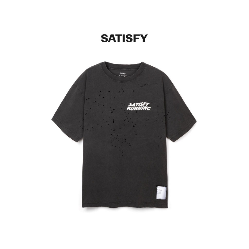 เสื้อวิ่ง Satisfy MothTech "Satisfy Running" T-Shirt สี Aged Black