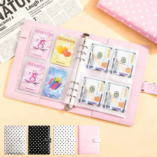 พร้อมส่ง🇹🇭แฟ้มหนังPUพาสเทล,Polka dotลายจุด (เฉพาะแฟ้ม) ขนาดA5 A6 แฟ้มเก็บการ์ด สมุดออมเงิน (AE) #B1 #B2 #I4