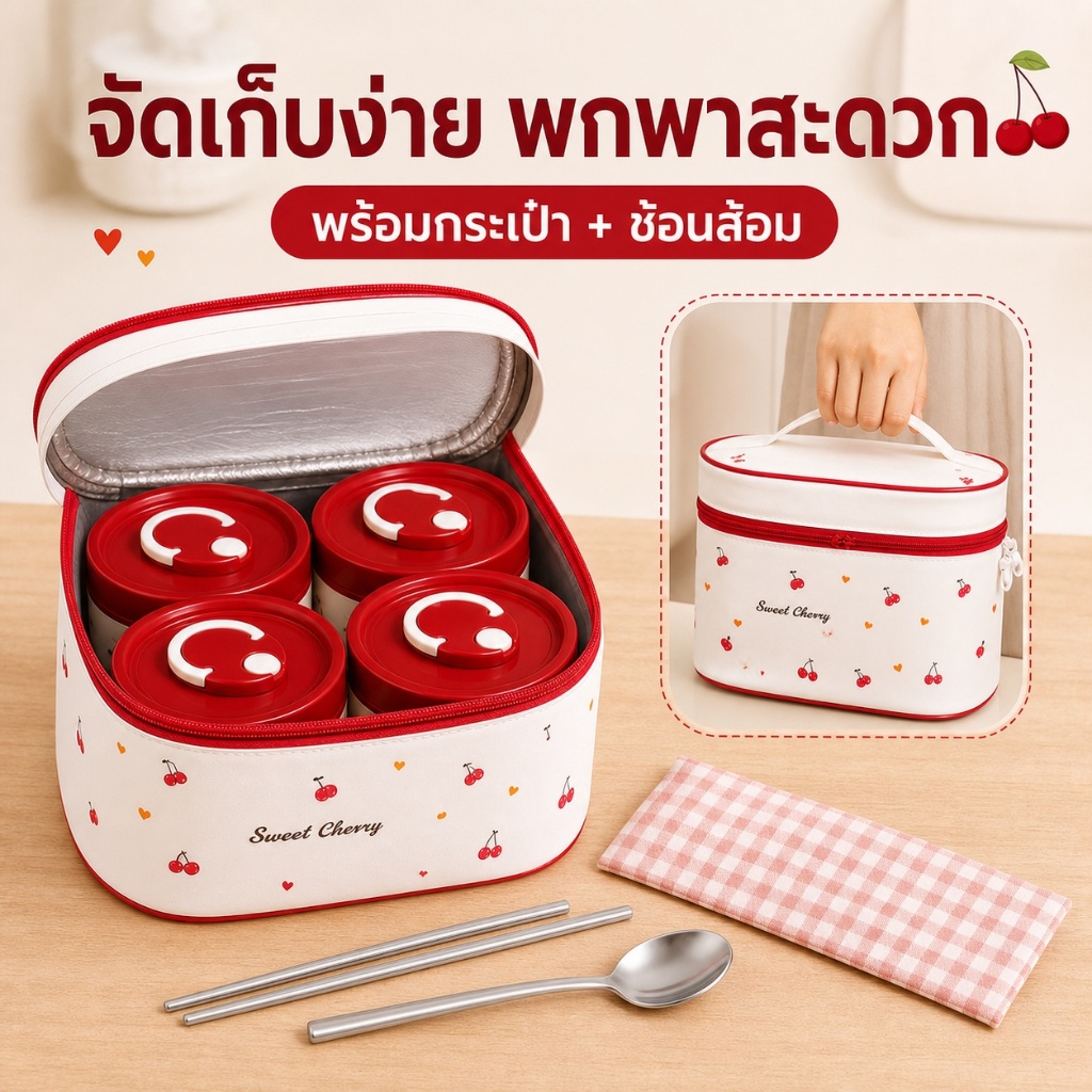 Hrold กล่องข้าว 316 เข้าไมโครเวฟได้ แถมฟรีชุดช้อนส้อม + ถุงเก็บความร้อน 2/3/4 ชั้น กล่องอาหาร เก็บอุณหภูมิได้ รูปที่ 7