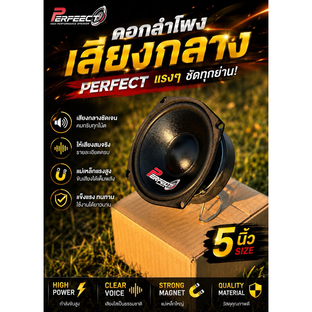 ดอกลำโพงเสียงกลาง PERFECT แรงๆ ขนาด 5นิ้ว