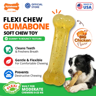 🇺🇸Made in USA🇺🇸 Nylabone Flexi Chew Toy Gumabone Original Bone ของเล่นขัดฟันสุนัข เนื้อนุ่ม ไร้สารพิษ