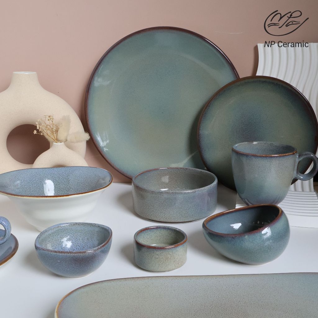 [ลดสูงสุด 80%] NP Ceramic จานเซรามิค จานพาสต้า ถ้วย แก้ว สีปาการัง