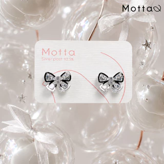 Motta Earring ต่างหูติดหูชุบทองคำขาว ดีไซน์งานโบว์เพชรเล่นแสงสะดุดตา