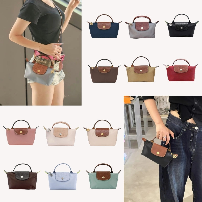 แท้ 💯% Longchamp Le Pliage Original Pouch with handle แถมสายยาวมาให้ ใช้ได้ทั้งถือและสะพายเฉียง 🚚