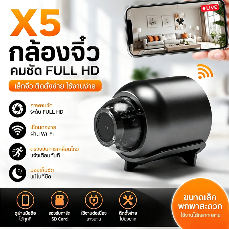 กล้องจิ๋ว กล้องวงจรปิด ความคมชัดสูง 4K HD ดูผ่านมือถือ มองกลางคืน กล้องจิ๋วความคม WIFI เคลื่อนไหวมอง