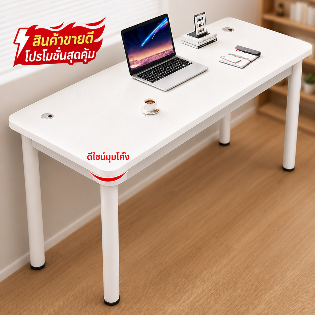 โต๊ะทำงานสีขาว IKEA หนา2.3cm โต๊ะคอมพิวเตอร์ หนังสือ ทานอาหาร นักเรียน สไตล์เรียบง่าย โต๊ะเรียน