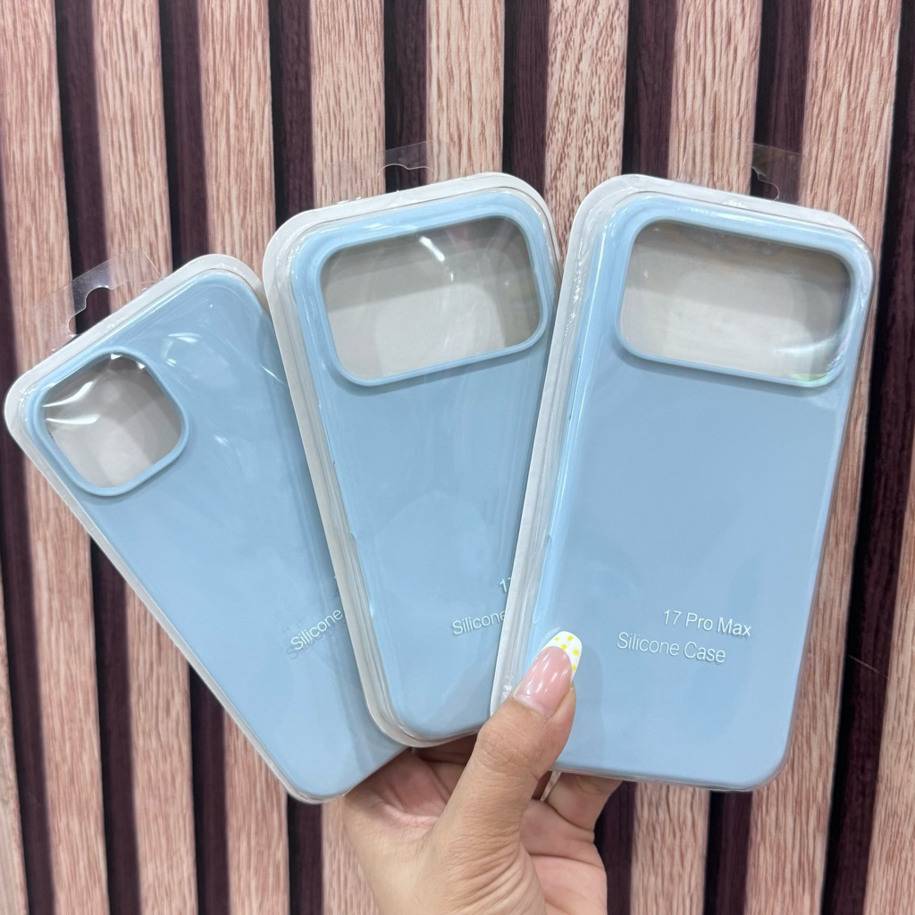 Caseซิลิโคน [สีฟ้าอ่อนใหม่]กำมะหยี่สีพื้นโลโก้ เคสสำหรับมือถือไอโฟน11 iPhone11-17promax สินค้าพร้อมส่ง