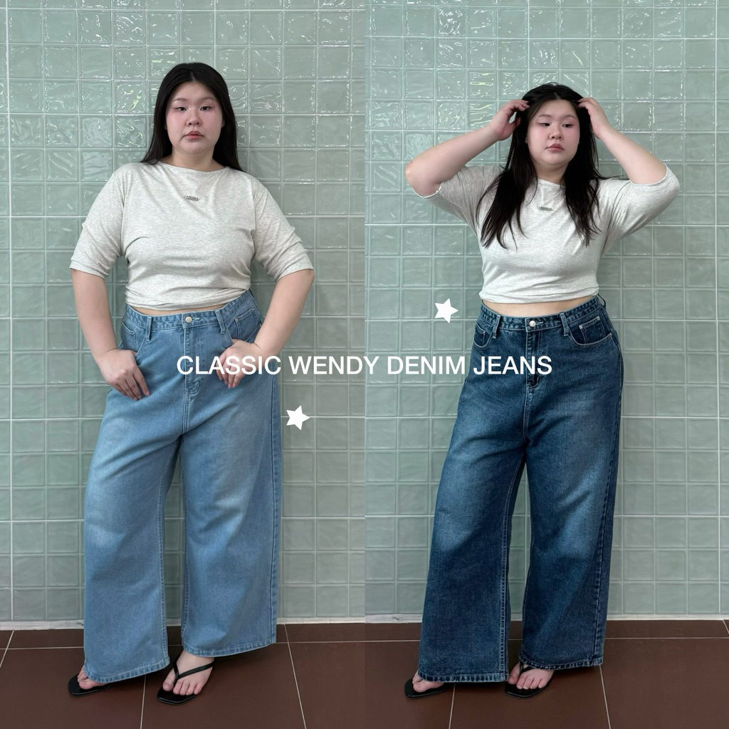 Classic Wendy Denim Jeans ยีนส์พลัสไซซ์ทรงใหญ่ เป้ายาวไม่ยิ้ม ห้ามเผื่อไซซ์ อ่านรายละเอียดก่อนสั่งซื้อ - wendystore19
