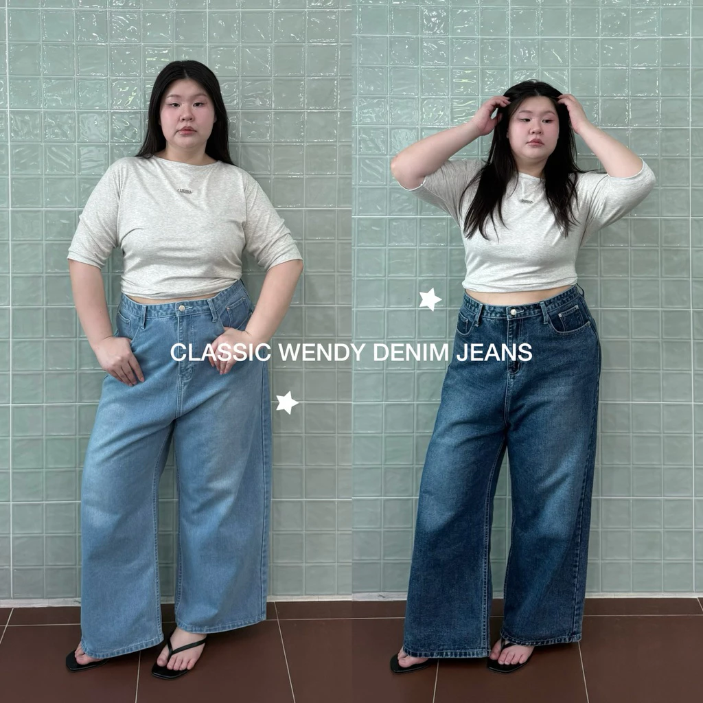 Classic Wendy Denim Jeans ยีนส์พลัสไซซ์ทรงใหญ่ เป้ายาวไม่ยิ้ม ห้ามเผื่อไซซ์ อ่านรายละเอียดก่อนสั่งซื้อ - wendystore19