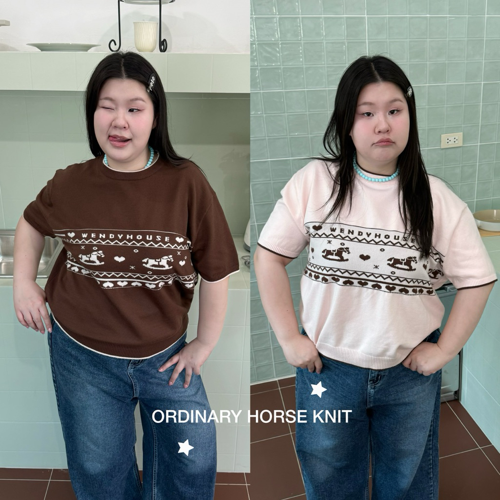 Ordinary Horse Knit  อก 54 -Wendystore19 เสื้อไหมพรมลายเวนดี้ม้า
