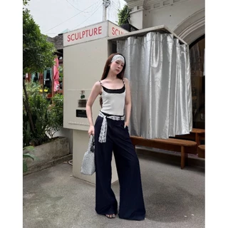 NEW COLLECTION LUNA LACE PANTS กางเกงขากระบอกใหญ่แต่งเข็มขัดลูกไม้