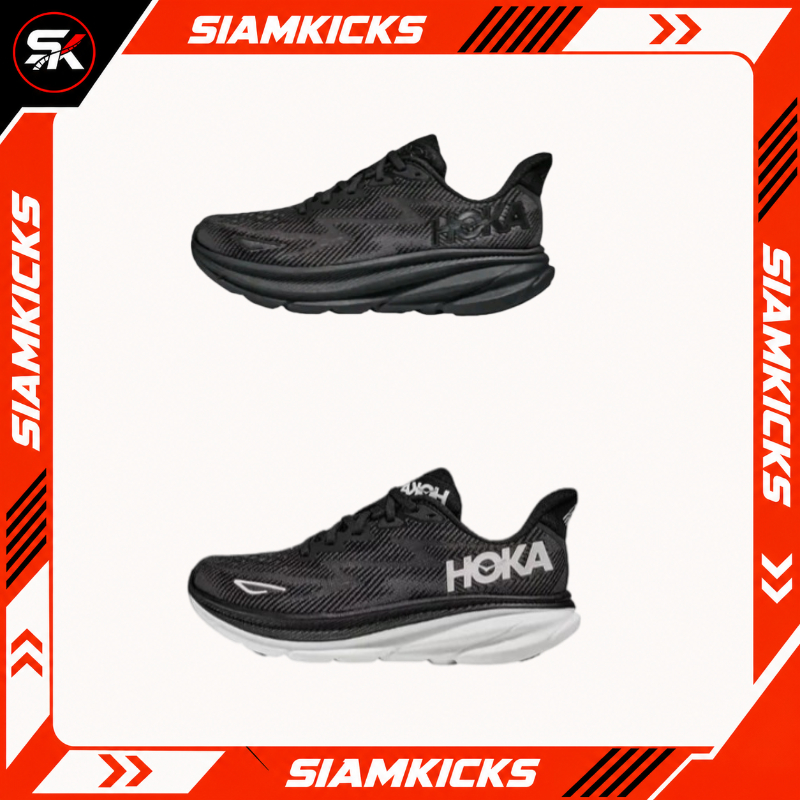 🔥 ของแท้ 💯HOKA ONE ONE Bondi 8 Clifton 9Black Unisex รองเท้าผ้าใบขอบต่ำ สวมใส่สบาย พอดีกับเท้า